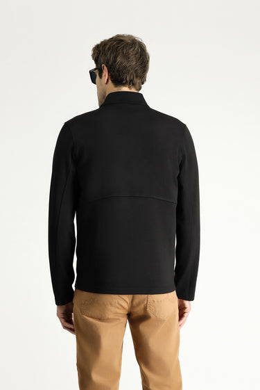 Siyah Slim Fit Dar Kesim Fermuarlı Sweatshirt