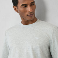 Açık Gri Melanj Bisiklet Yaka Regular Fit Nakışlı Basic İnce Sweatshirt