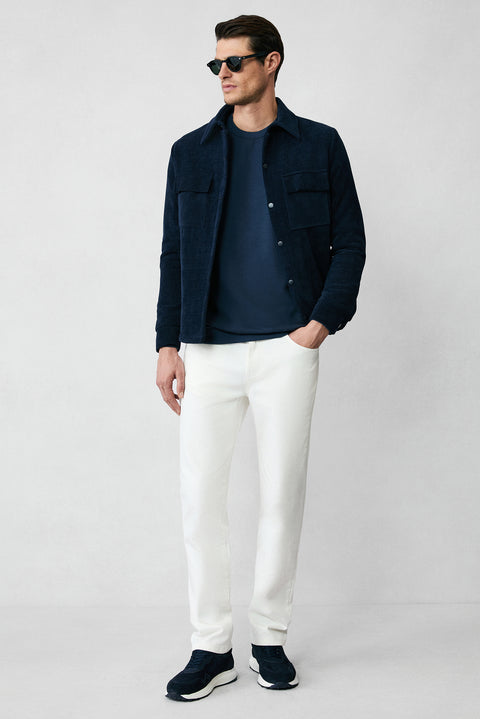 İndigo Bisiklet Yaka Regular Fit Nakışlı Basic Sweatshirt