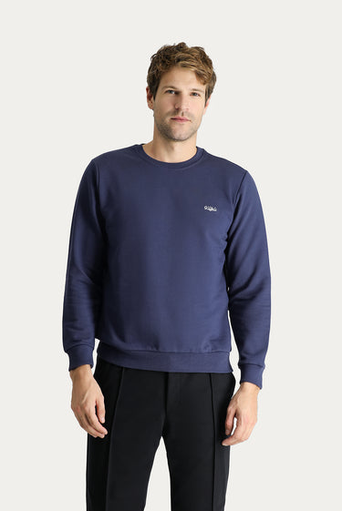  İndigo Bisiklet Yaka Regular Fit Nakışlı Pamuklu Sweatshirt