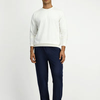 Ekru Bisiklet Yaka Regular Fit Nakışlı Pamuklu Sweatshirt