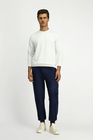  Ekru Bisiklet Yaka Regular Fit Nakışlı Pamuklu Sweatshirt