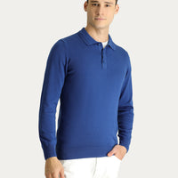 İndigo Polo Yaka Regular Fit Pamuklu Triko Kazak