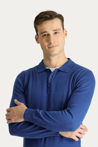 İndigo Polo Yaka Regular Fit Pamuklu Triko Kazak