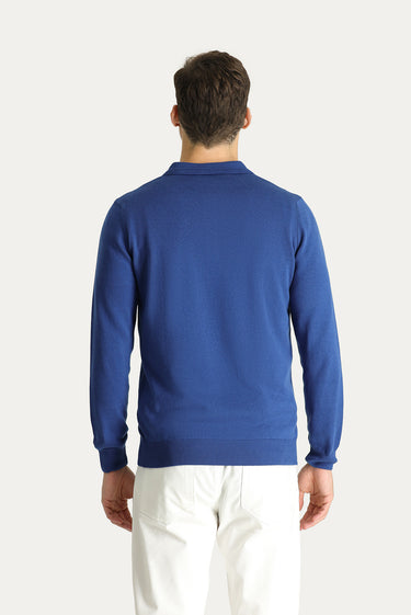 İndigo Polo Yaka Regular Fit Pamuklu Triko Kazak