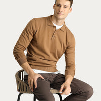 Camel Polo Yaka Regular Fit Pamuklu Triko Kazak