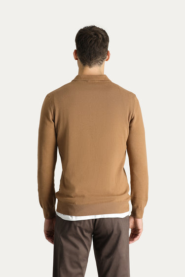 Camel Polo Yaka Regular Fit Pamuklu Triko Kazak