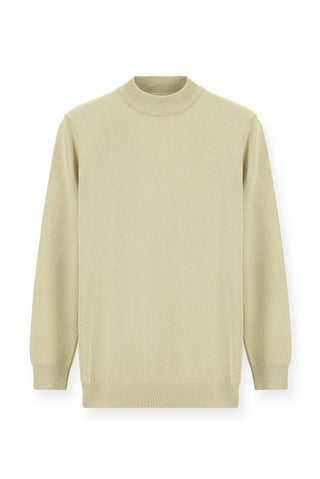  Orta Bej Yarım Balıkçı Yaka Regular Fit Pamuklu Triko Kazak