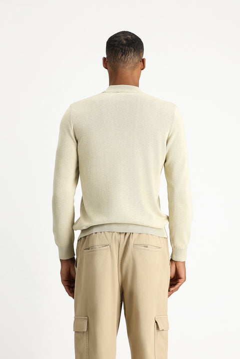 Orta Bej Yarım Balıkçı Yaka Regular Fit Pamuklu Triko Kazak