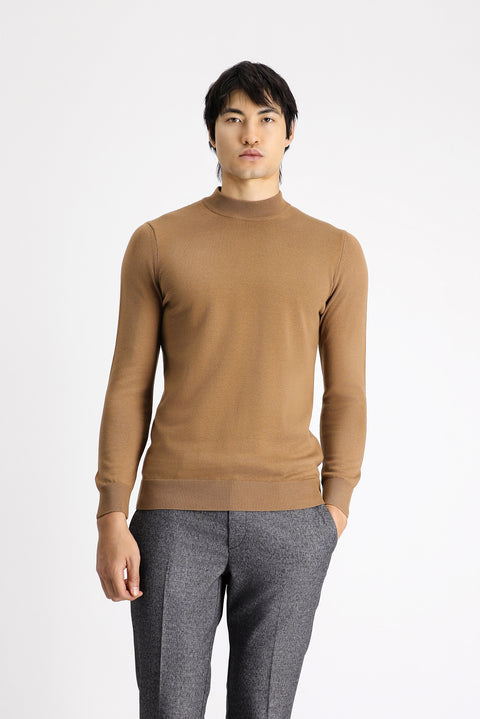 Camel Yarım Balıkçı Yaka Regular Fit Pamuklu Triko Kazak