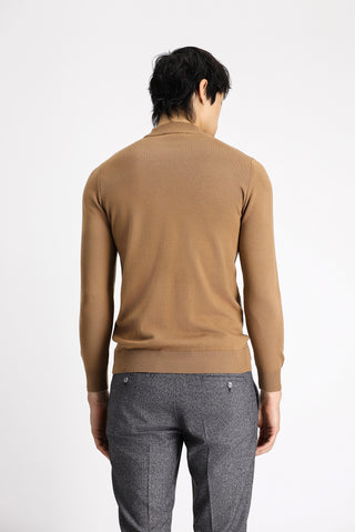  Camel Yarım Balıkçı Yaka Regular Fit Pamuklu Triko Kazak