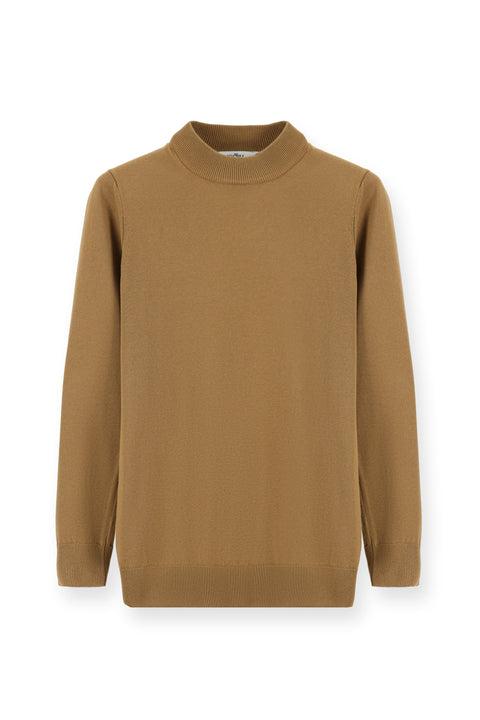 Camel Yarım Balıkçı Yaka Regular Fit Pamuklu Triko Kazak