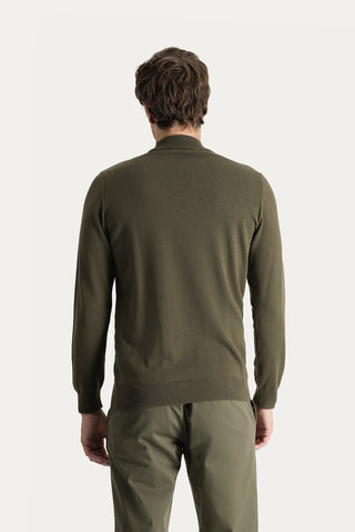  Orta Haki Yarım Balıkçı Yaka Regular Fit Pamuklu Triko Kazak