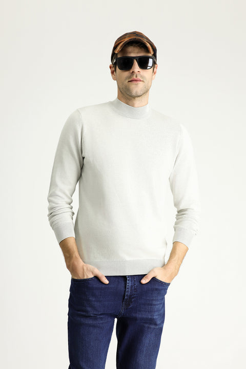 Taş Yarım Balıkçı Yaka Regular Fit Pamuklu Triko Kazak