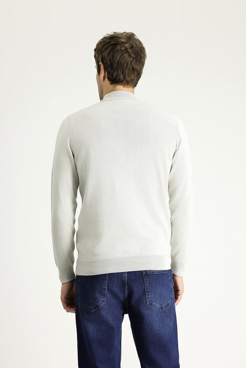 Stone Turtleneck Regular Fit Cotton Knit Sweater