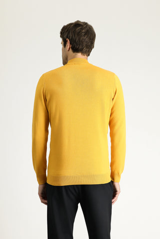  Hardal Yarım Balıkçı Yaka Regular Fit Pamuklu Triko Kazak