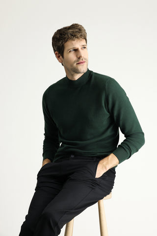  Orman Yeşili Yarım Balıkçı Yaka Regular Fit Pamuklu Triko Kazak