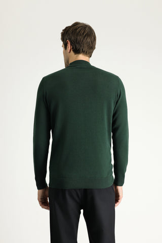  Orman Yeşili Yarım Balıkçı Yaka Regular Fit Pamuklu Triko Kazak