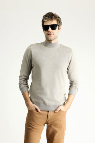  Orta Vizon Yarım Balıkçı Yaka Regular Fit Pamuklu Triko Kazak