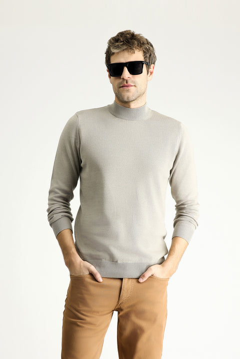 Orta Vizon Yarım Balıkçı Yaka Regular Fit Pamuklu Triko Kazak