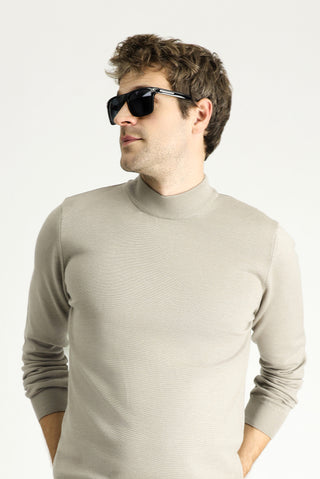  Orta Vizon Yarım Balıkçı Yaka Regular Fit Pamuklu Triko Kazak