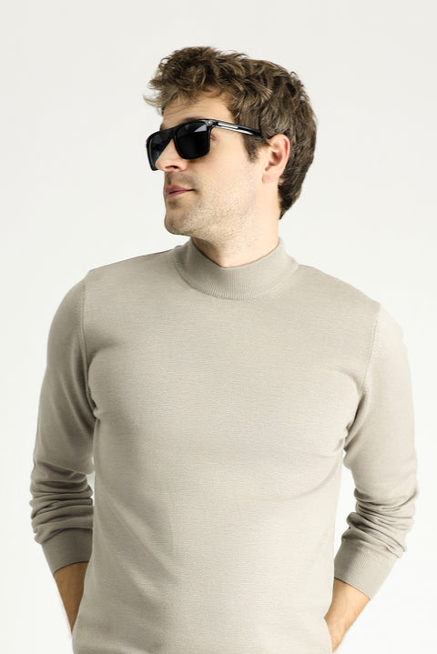 Orta Vizon Yarım Balıkçı Yaka Regular Fit Pamuklu Triko Kazak