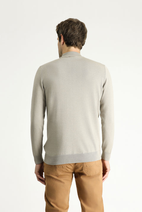 Orta Vizon Yarım Balıkçı Yaka Regular Fit Pamuklu Triko Kazak