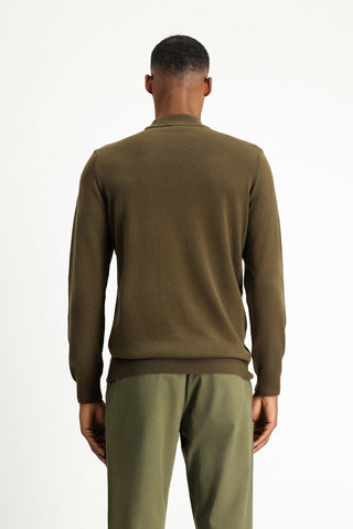  Koyu Vizon Yarım Balıkçı Yaka Regular Fit Pamuklu Triko Kazak