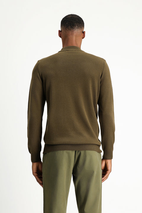 Koyu Vizon Yarım Balıkçı Yaka Regular Fit Pamuklu Triko Kazak