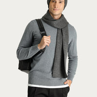 Orta Gri Melanj Yarım Balıkçı Yaka Slim Fit Dar Kesim Pamuklu Triko Kazak