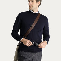 Koyu Lacivert Yarım Balıkçı Yaka Slim Fit Dar Kesim Pamuklu Triko Kazak