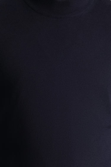 Koyu Lacivert Yarım Balıkçı Yaka Slim Fit Dar Kesim Pamuklu Triko Kazak