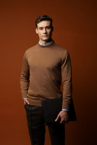  Camel Yarım Balıkçı Yaka Slim Fit Dar Kesim Pamuklu Triko Kazak