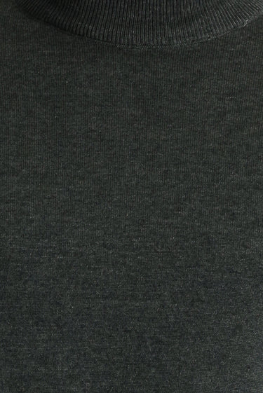 Koyu Antrasit Yarım Balıkçı Yaka Slim Fit Dar Kesim Pamuklu Triko Kazak