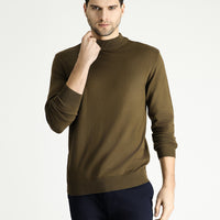 Orta Vizon Yarım Balıkçı Yaka Slim Fit Dar Kesim Pamuklu Triko Kazak