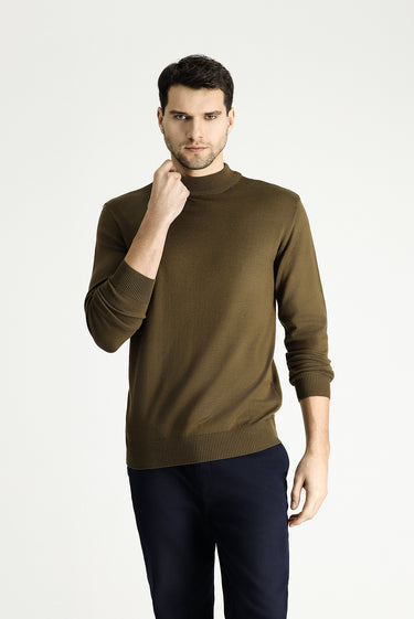 Orta Vizon Yarım Balıkçı Yaka Slim Fit Dar Kesim Pamuklu Triko Kazak