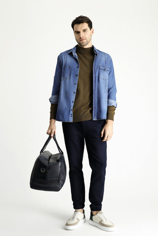  Orta Vizon Yarım Balıkçı Yaka Slim Fit Dar Kesim Pamuklu Triko Kazak