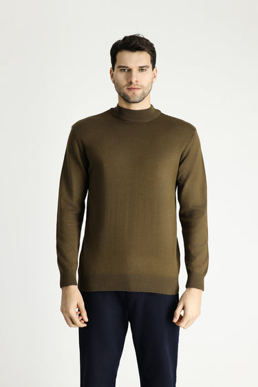 Orta Vizon Yarım Balıkçı Yaka Slim Fit Dar Kesim Pamuklu Triko Kazak