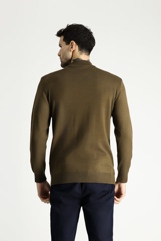  Orta Vizon Yarım Balıkçı Yaka Slim Fit Dar Kesim Pamuklu Triko Kazak