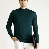 Koyu Petrol Yarım Balıkçı Yaka Slim Fit Dar Kesim Triko Kazak