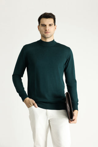  Koyu Petrol Yarım Balıkçı Yaka Slim Fit Dar Kesim Triko Kazak
