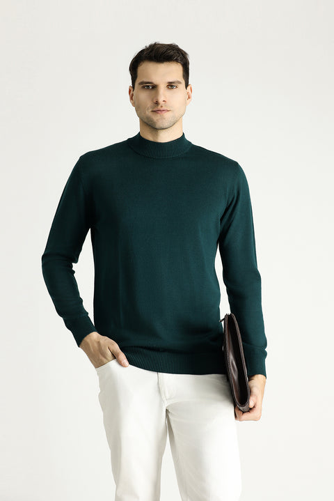 Koyu Petrol Yarım Balıkçı Yaka Slim Fit Dar Kesim Triko Kazak