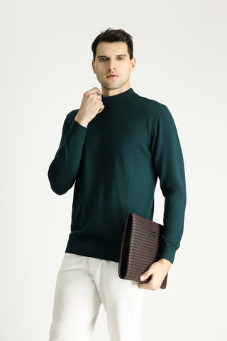  Koyu Petrol Yarım Balıkçı Yaka Slim Fit Dar Kesim Triko Kazak