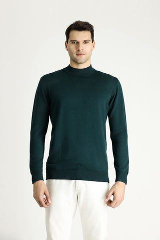  Koyu Petrol Yarım Balıkçı Yaka Slim Fit Dar Kesim Triko Kazak