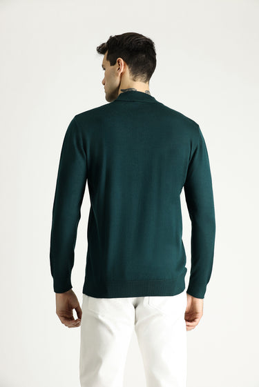  Koyu Petrol Yarım Balıkçı Yaka Slim Fit Dar Kesim Triko Kazak