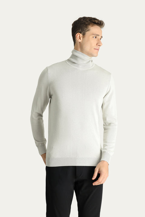 Stone Turtleneck Regular Fit Cotton Knit Sweater