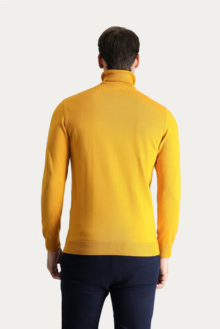  Hardal Balıkçı Yaka Regular Fit Pamuklu Triko Kazak