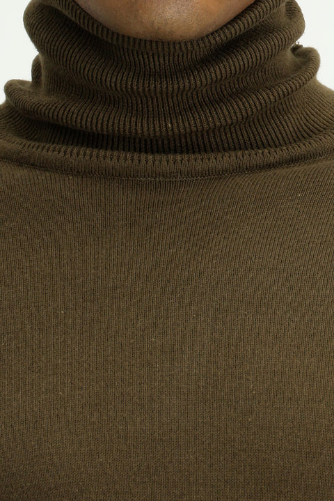 Koyu Vizon Balıkçı Yaka Regular Fit Pamuklu Triko Kazak