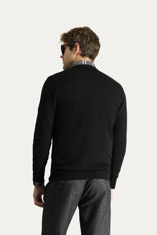  Siyah V Yaka Slim Fit Dar Kesim Pamuklu Triko Kazak