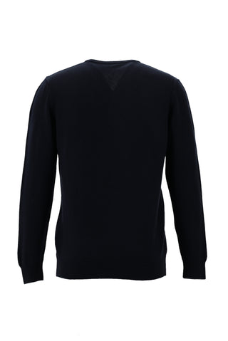  Koyu Lacivert V Yaka Slim Fit Dar Kesim Pamuklu Triko Kazak